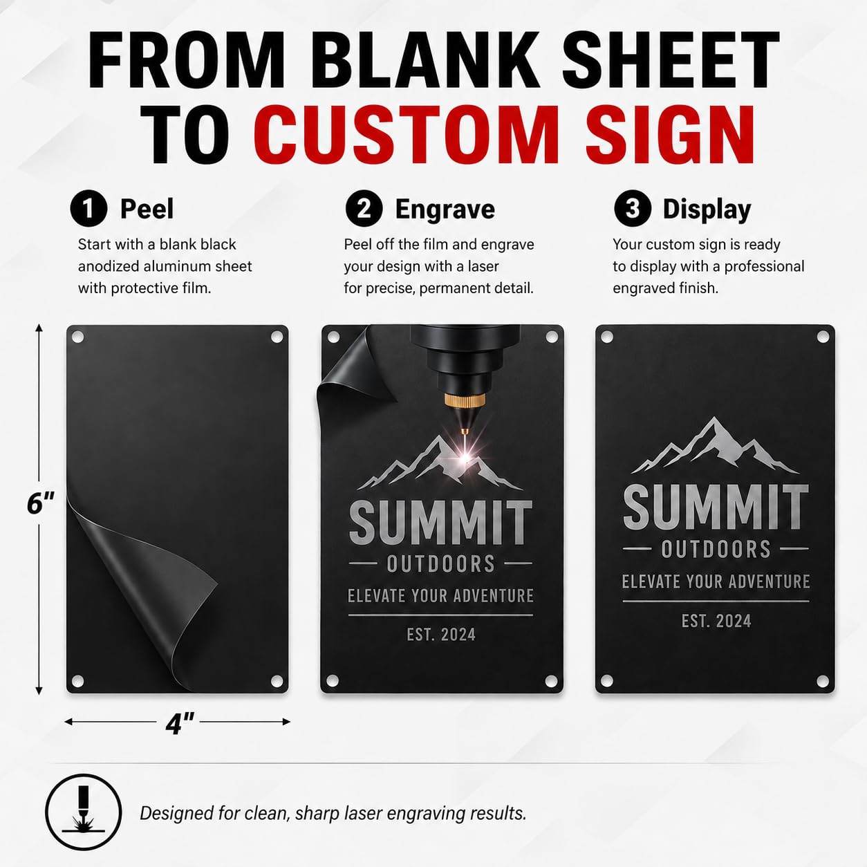 10 Pack 5052 Black Aluminum Sheets 4" x 6" x 1mm