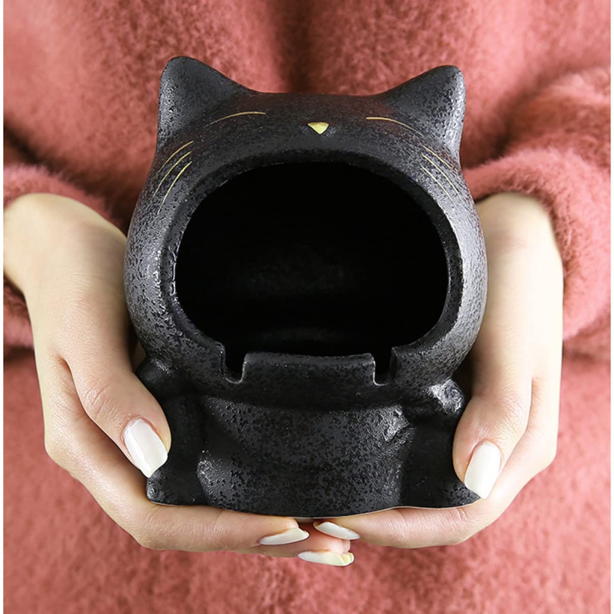 Amazon.co.jp: たばこの灰皿 可愛い ねこ 雑貨 タイプ1 黒猫 手のひら