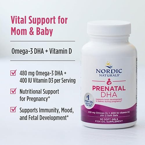 Miniatura 7 de Nordic Naturals Prenatal DHA, apoya el desarrollo cerebral en bebés durante el embarazo y la lactancia, sin sabor, RUS-01748, Fresa, 1