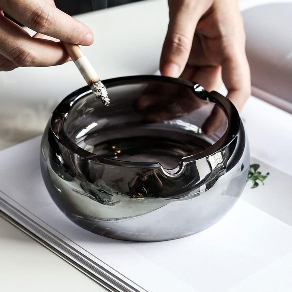 Ashtray Ashtray Glass Ashtray Home Living Room Coffee Table Study Office Desktop Decoration No Cover Ashtray Ashtrays for Smokers，One Color M