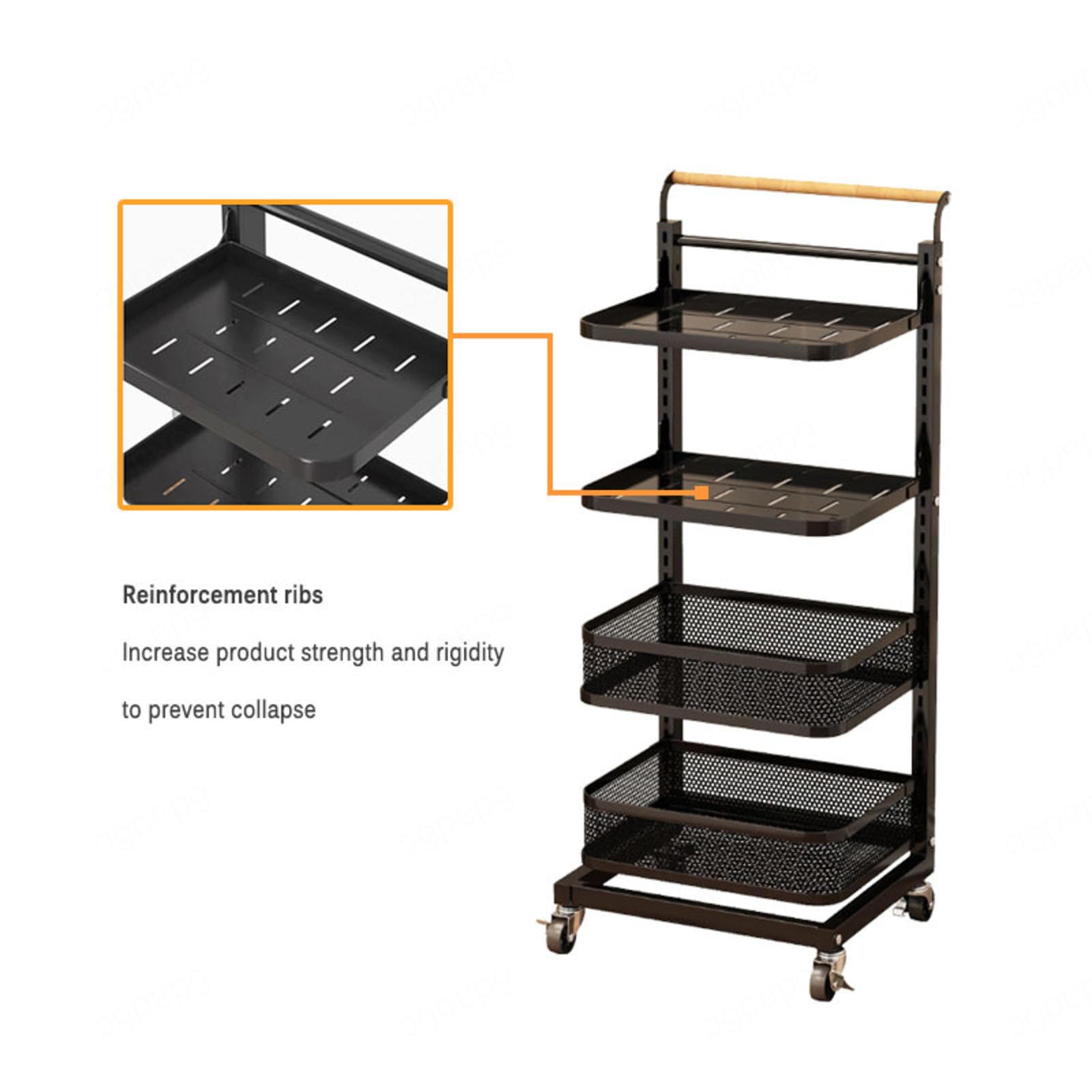 Soporte para tapa de sartén con ruedas, almacenamiento ajustable para ollas y sartenes, diseño elegante blanco y negro de 4 x 4 para un fácil acceso