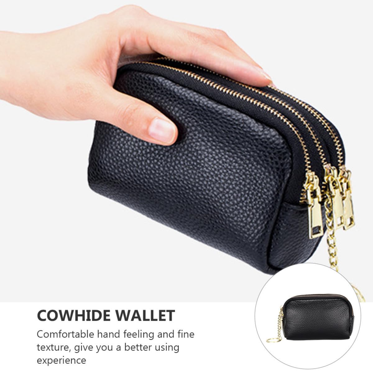 GALPADA 3 Piezas Cartera Billetera De Hombre Monedero Pequeño Billetera con Cremallera para Hombre as De Cuero Originales Cambiar a Bolsa De Monedas Piel Genuina
