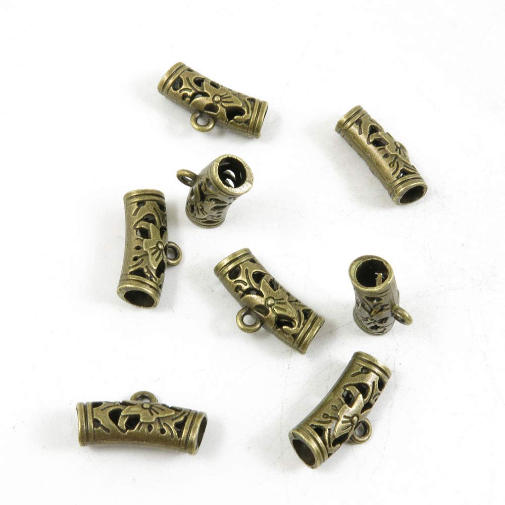 260 PCS Metal Antique Bronze Color Jewelry Making Supplies Charms Beading Crafting Wholesale G7JZ6 Tube Bead Bails Cord Ends