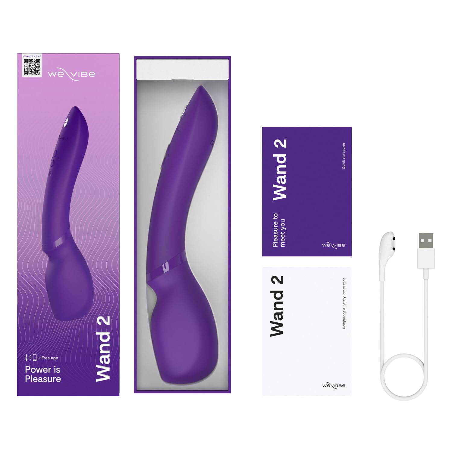 We-Vibe Wand 2 Massaggiatore a bacchetta vibrante - Massaggiatore a bacchetta senza fili con controllo via app - Giocattoli sessuali per donne - Più di 10 vibrazioni - Funzionamento silenzioso