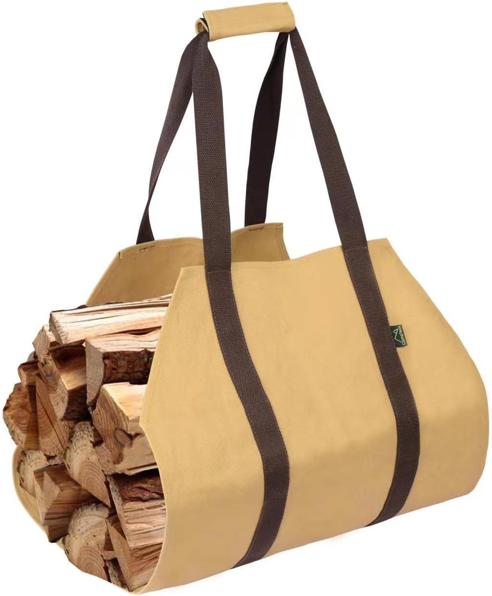 CampTeck U7238 Water Resistant Waxed Canvas Log Holder, Log Tote Bag