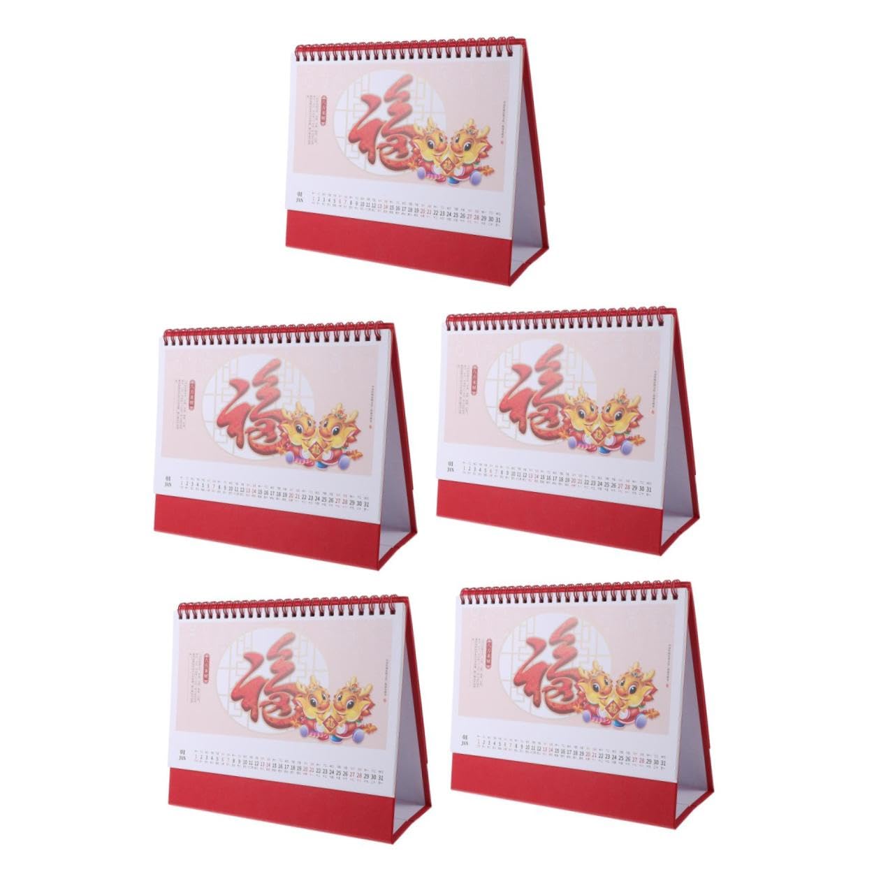 DOITOOL 5 Stück Schreibtischkalender Chinesischer Stil Monatskalender Stehend Flip Tischkalender Bürodekoration Robustes Design für Home Office