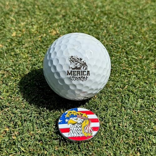 Bald Eagle Bandana Golf Ball Marker and Hat Clip - American Flag Bald Eagle Golf Ball Markers and Hat Clip - Magnetic Novelty America Golf Ball Marker Hat Clip - USA Golf Ball Markers and Hat Clip - Image 6