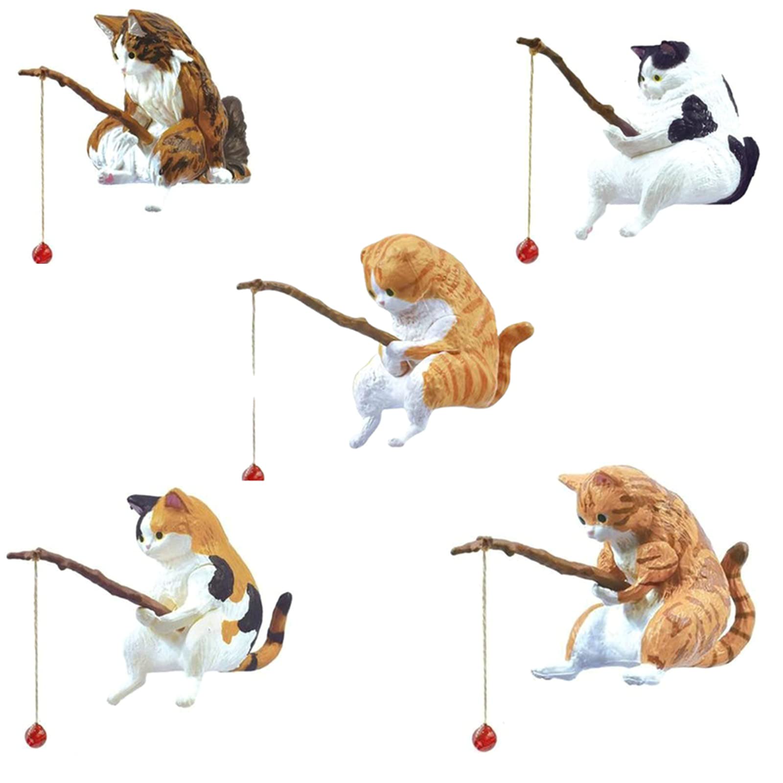MURYE Aquarium Decorations Miniature Fishing Figurines Set Safe Decoration for Small Fish Tanks Fishing Figurine Animal Decor Betta Fish Tanks Small Figurines