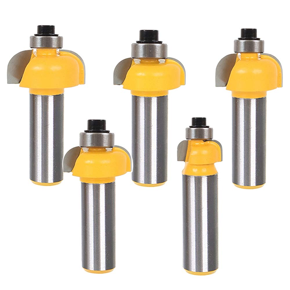 Yakamoz 5Pcs 1/2 Inch Shank Cove Router Bit Set Edge Forming and