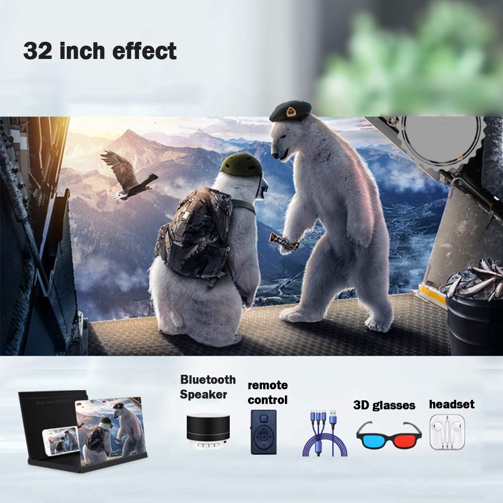Lente di ingrandimento per Schermo Amplificatore Portatile for Film HD con Supporto Pieghevole, ingranditore dello Schermo del Telefono Adatto a Tutti Gli Smartphone(32in)