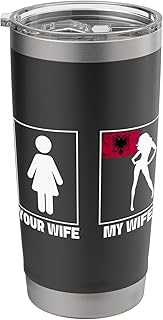 Albanian Wife Outfit for Husband Marriage Albania Flag Stainless Steel Insulated Tumbler