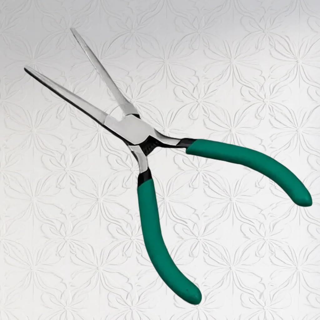 Long Needle Nose Pliers, Premium Pliers, Paper Clamp Precision, Soft Grip and High Carbon Steel for Home, DIY, Office