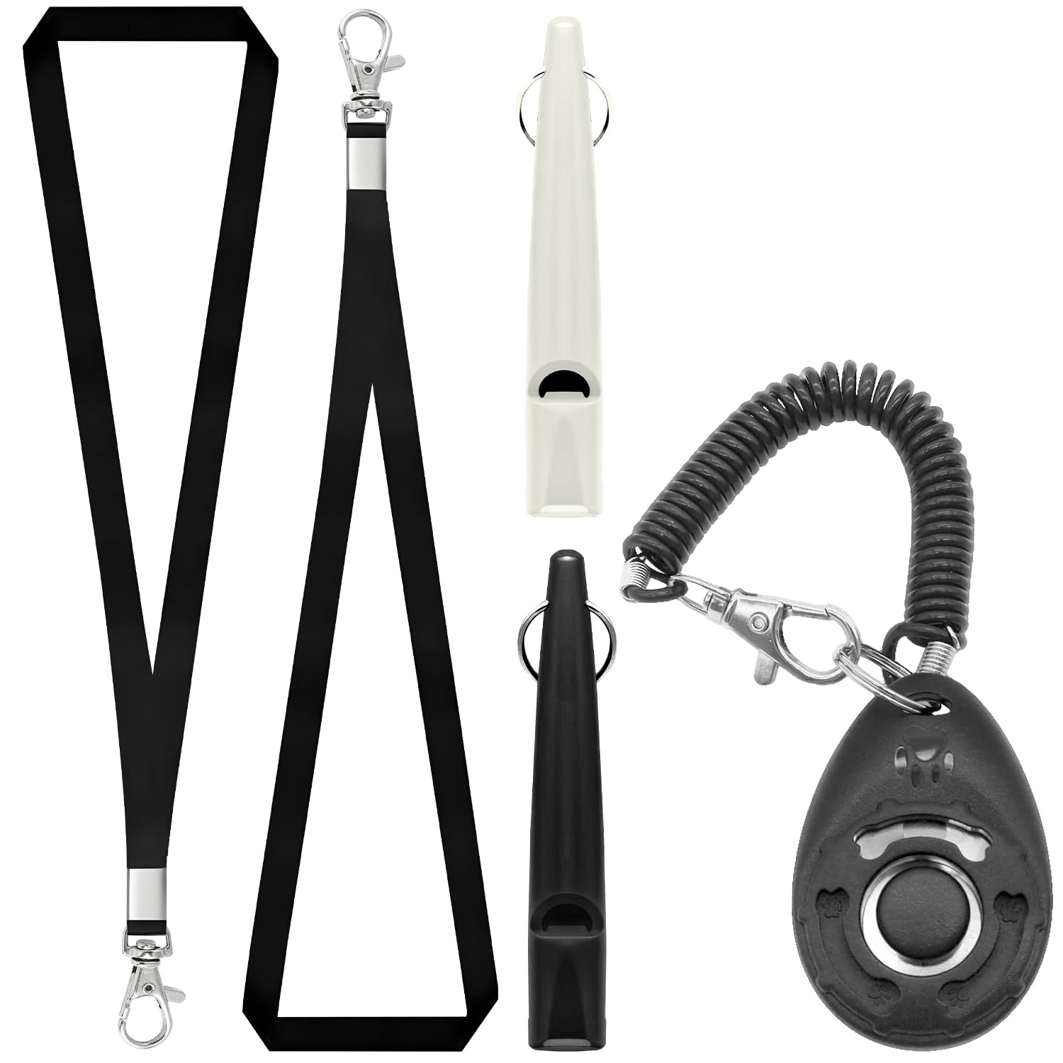 Verazquy 2Pcs Professional Dog Whistle with Band and 1Pc Dog Clicker Set, Food-Grade ABS Standardized Frequency Perfect Combination for Recall Loud Far-Reaching Long Range Training for Most Breeds