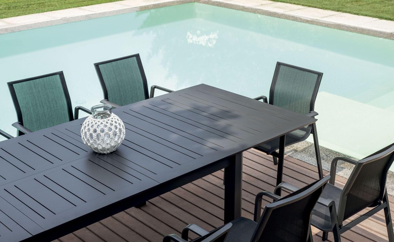 Gruppo Maruccia - Tavolo XXL in Alluminio Allungabile - 3 Lunghezze da 2,65 a 3,95 Metri - Tavolo Grande per Casa, Giardino (Antracite)