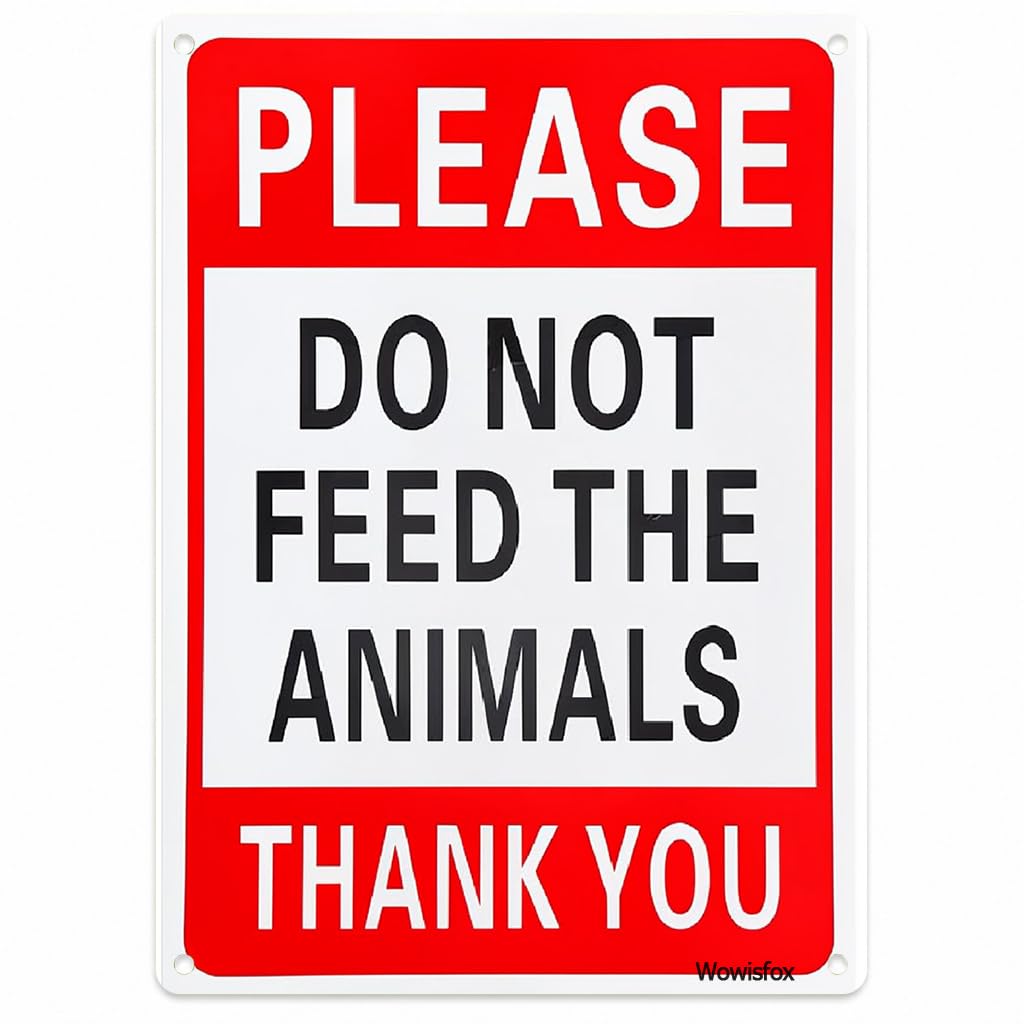 Do Not Feed Animals Notice Sign, 8 x 12 Inch Aluminum, Mounting Holes