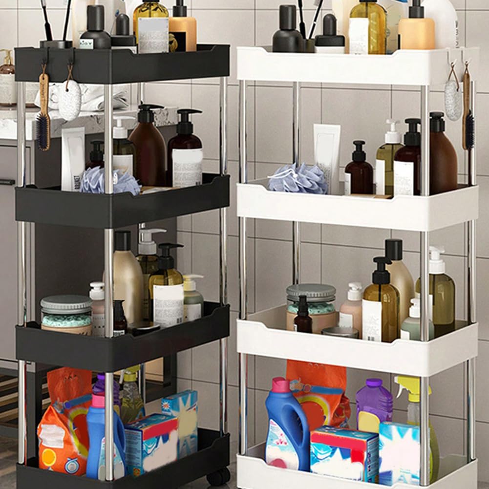Carrito con ruedas con varios pisos, estante de almacenamiento delgado y portátil para cocina, baño, sala de estar - Estantería organizadora para ahorrar espacio B