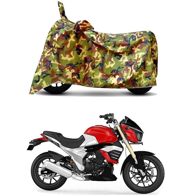 Image of Waterproof 100% PVC Coated Bike Scooty Two Wheeler Body Cover Compatible for Mahindra Mojo XT 300 /UV-Rays /Heat Protection /Birds Dropping /Scratchproof /Dust Proof [6X6 Jungle Print]