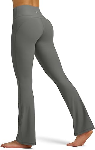 Willit Butterflux - Pantalones de yoga para mujer, leggings de entrenamiento acampanados para mujer, control de abdomen, cintura alta, leggings de