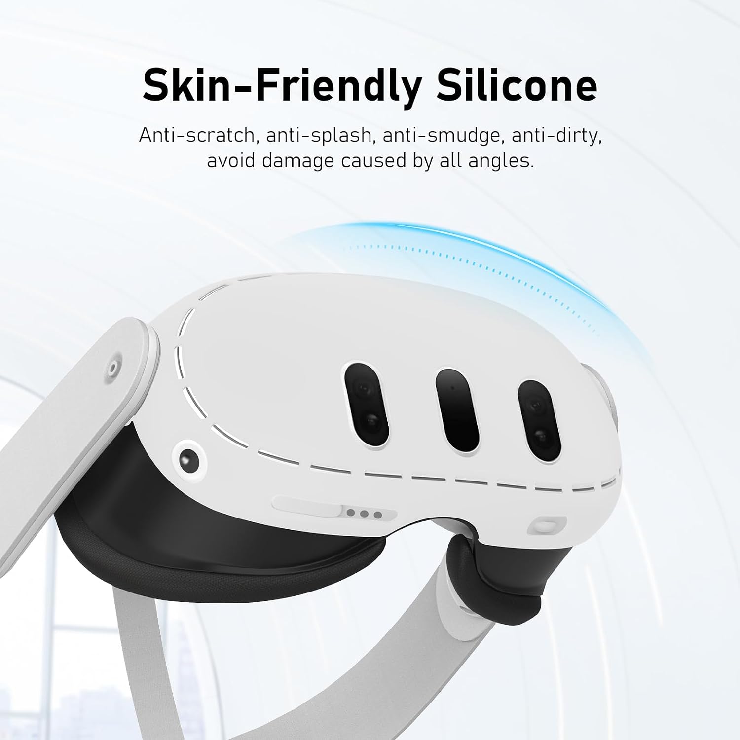 Silicone VR Shell Protective Cover Compatible with Quest 3 Accessories, for Meta/Quest 3VR Headset Protective Cover,Shockproof and Durable, Easy to Clean（Black/Gray） (Grey)