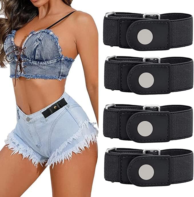 Anna & Eric No Buckle Elastic Belt for Women Men 2 Loop Unisex Buckle