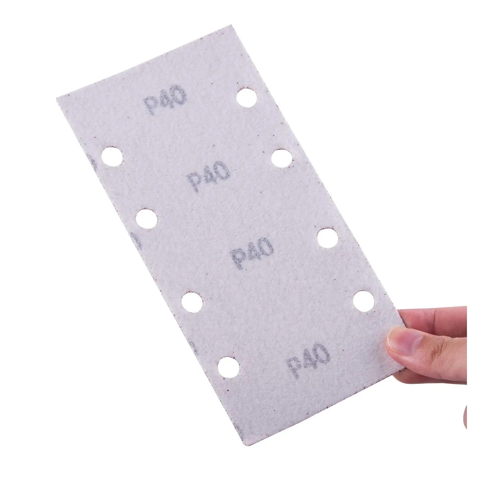 Carta Vetrata Confezione da 50 fogli abrasivi quadrati da 93 * 185 mm, grana 40-180, con gancio e passante, in ossido di alluminio, for levigatrice orbitale palmare e lucidatura(40)