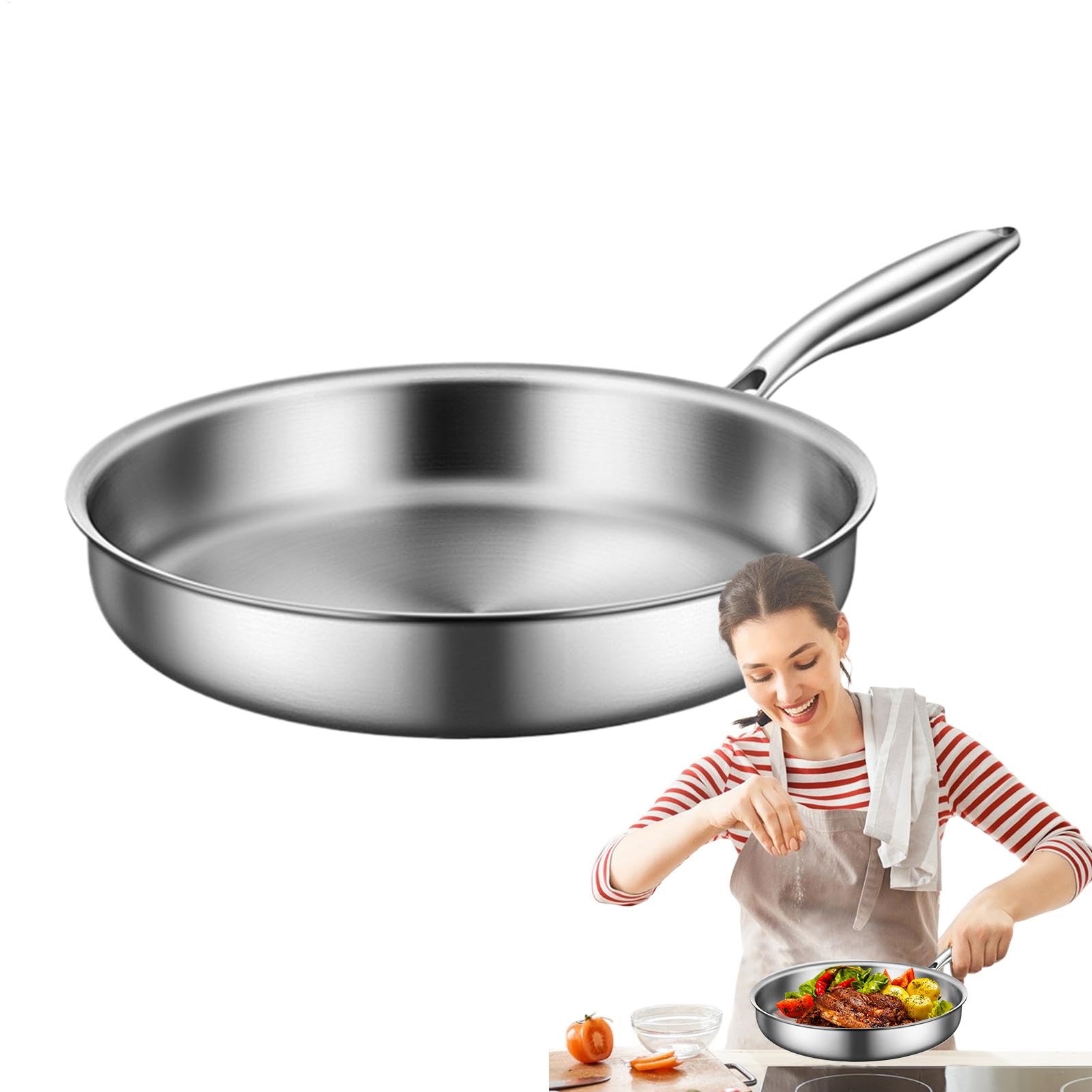 Padella, padelle e padelle di frittura Piccola frittura anti-scintilla con | Woks multifunzionale e pentole da fritta, padelle di frittata, gadget da cucina per picnic, campeggio