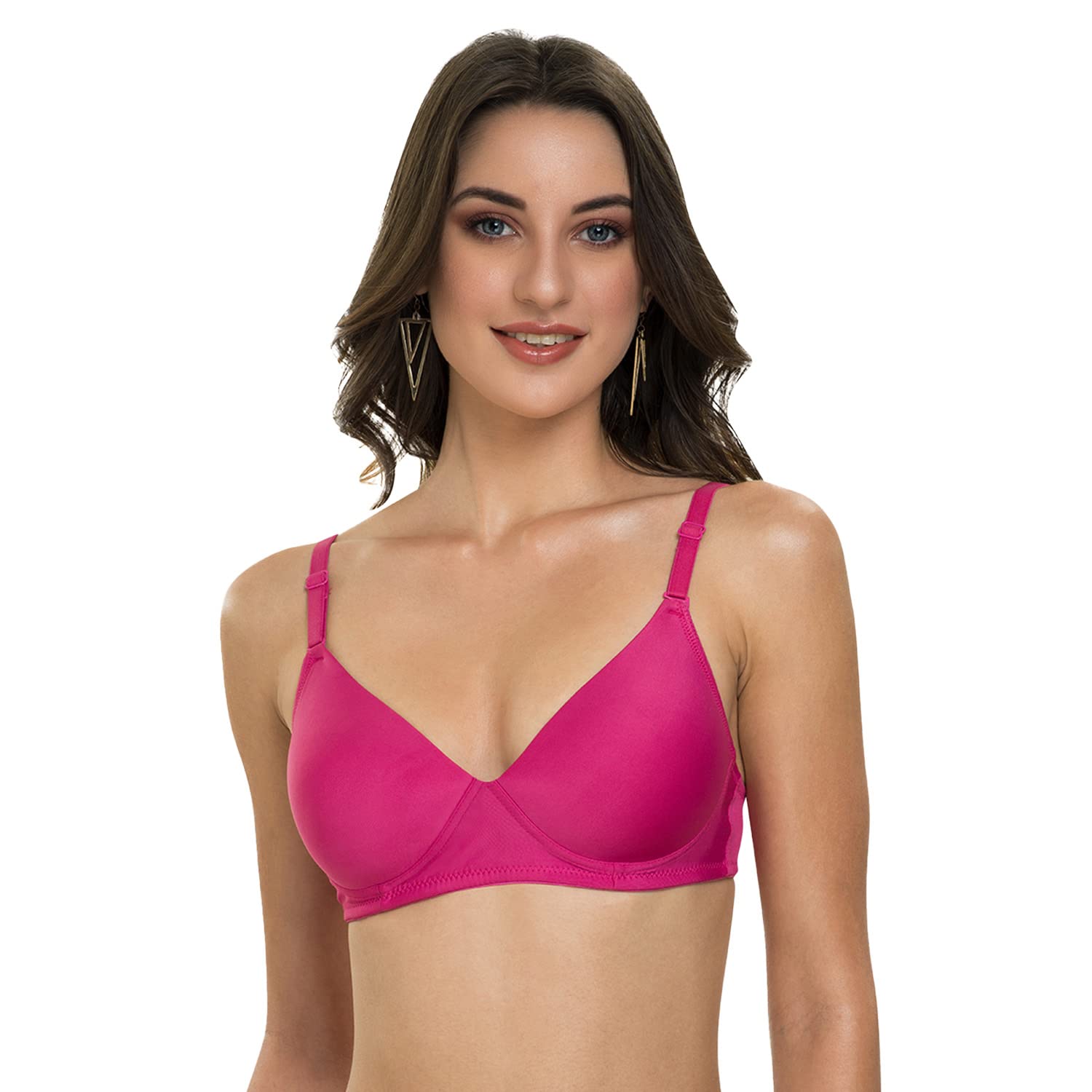tweens Heavily Padded Semi Push-Up Bra - Polyamide Fabric - 3/4th Coverage, Wireless, Multiway Straps, Seamless - Everyday T-Shirt Bra-picture-40