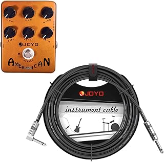 American Sound Amp Simulator Pedal JF-14 Bundle with CM-12 Mono 6.35mm Guitar Pedal Amplifier Instrument Cable 15 Feet