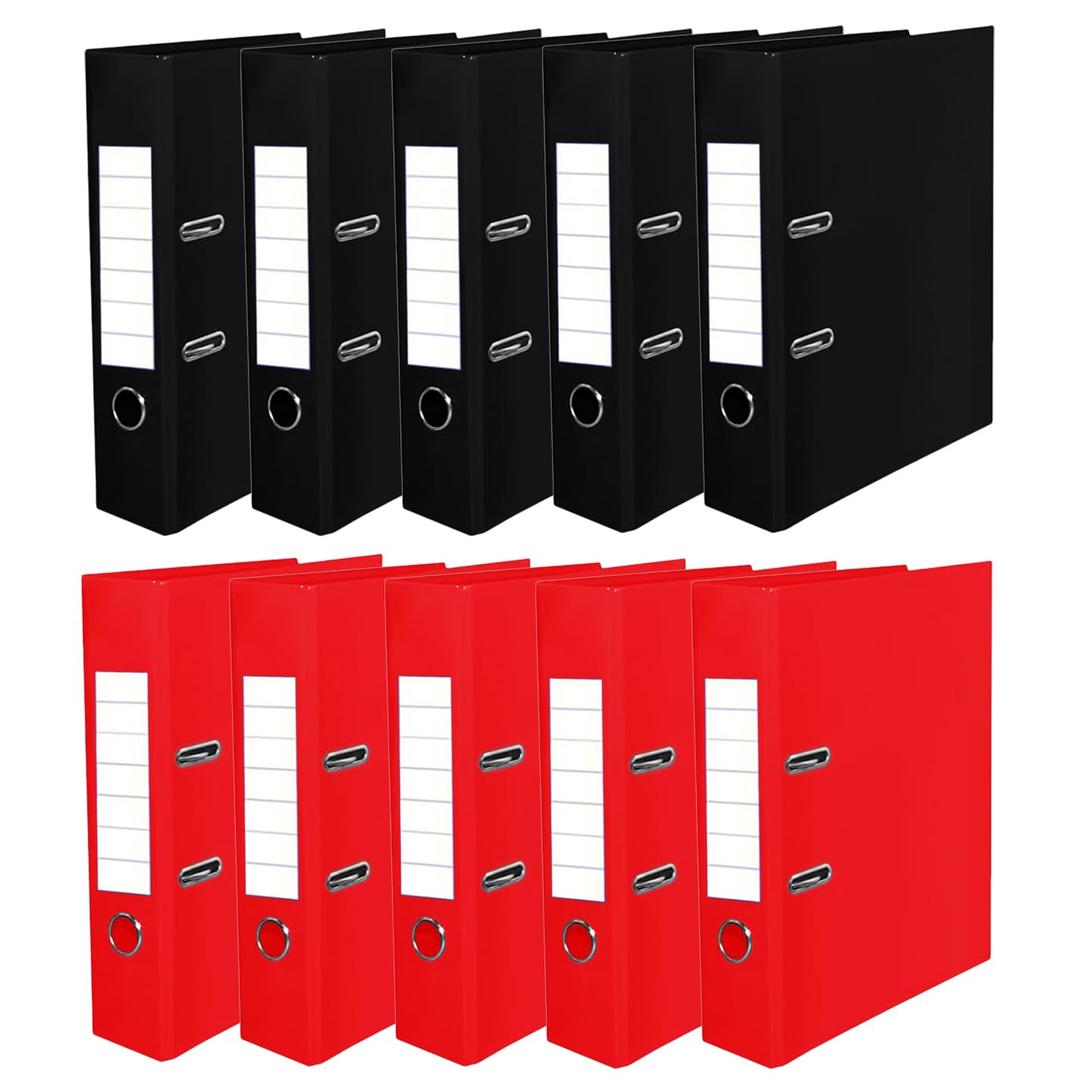FotoStation Pack of 10 | A4 Lever Arch Folders, Black & Red (5 of Each)