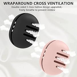 Fauxomor Makeup Sponge Holder,2PCS Double-sided Breathable Silicone Beauty Blender Holder,Integrated Make Up Sponge Travel Case for All Sponges,Black+Pink