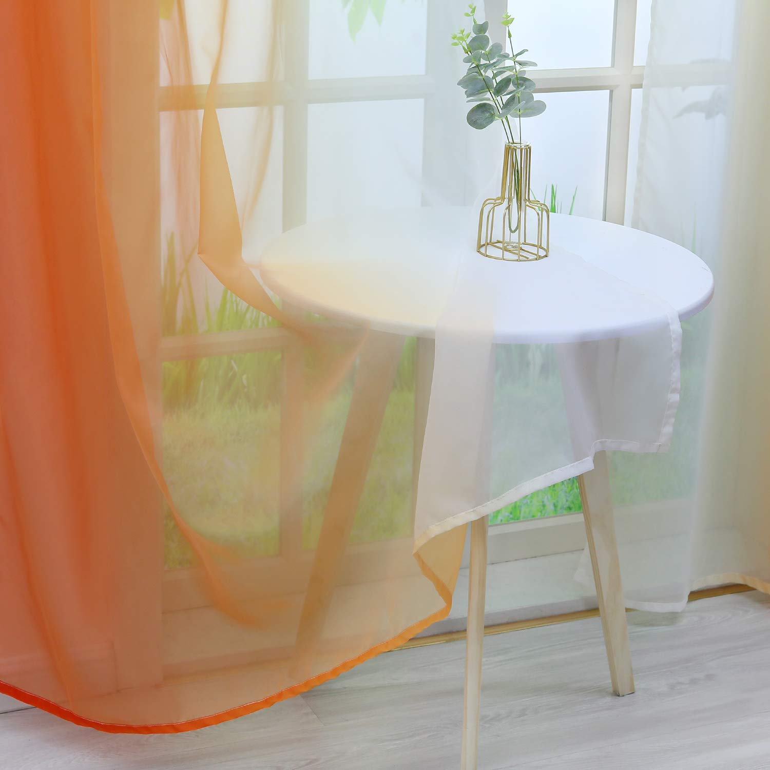 Joyswahl Tenda in voile trasparente con bordi colorati Rita tenda finestra 2 pezzi, Poliestere, Grün mit Schlaufen, BxH 140x245