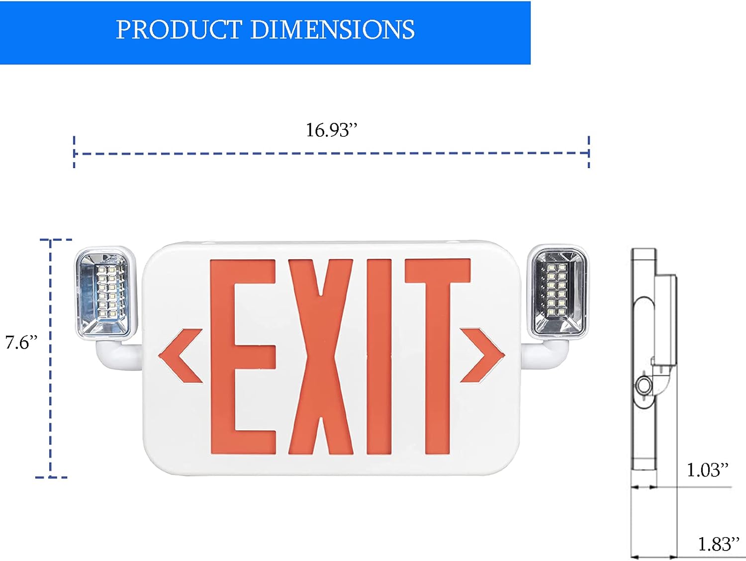 Ciata 6 Pack Ultra Bright Slim Rechargeable Indoor Exit Lights, Emergency Light Combo Sign Fixture Hardwired with Battery Powered Backup, Fire Exit Sign with Lights, Led Exit Signs with Battery Backup