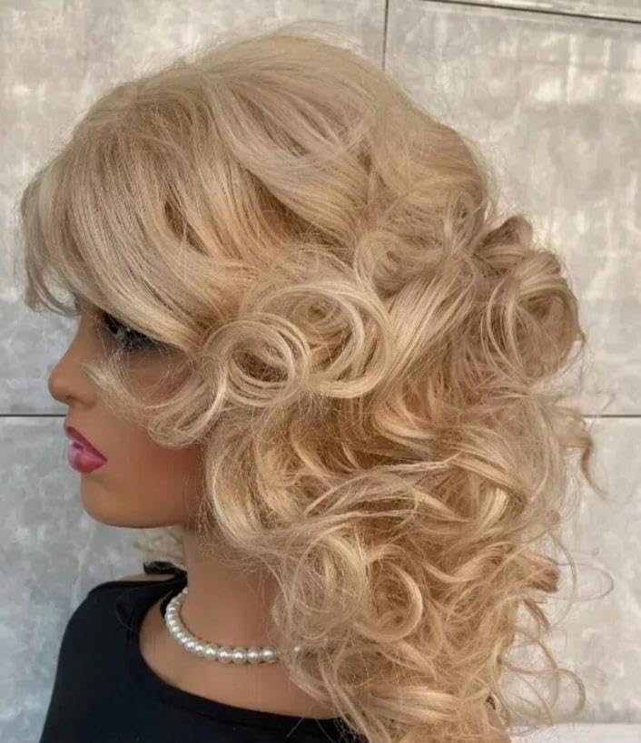 Image of Layered Blonde Wigs for White Women with Bangs, Straight Short Hair Wig, (Blonde#4)