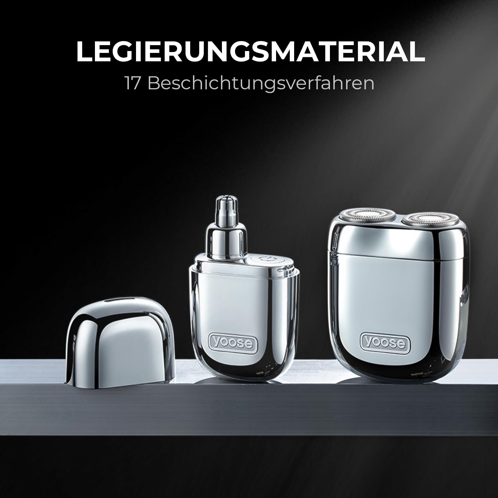 yoose MINI Rasierer & Nasenhaartrimmer Geschenkset - Aus Hochwertiger Legierung, Ultra-Leiser Motor, IPX7 Wasserdicht - Kompakt & Tragbar - Perfektes Männergeschenk (Silber)