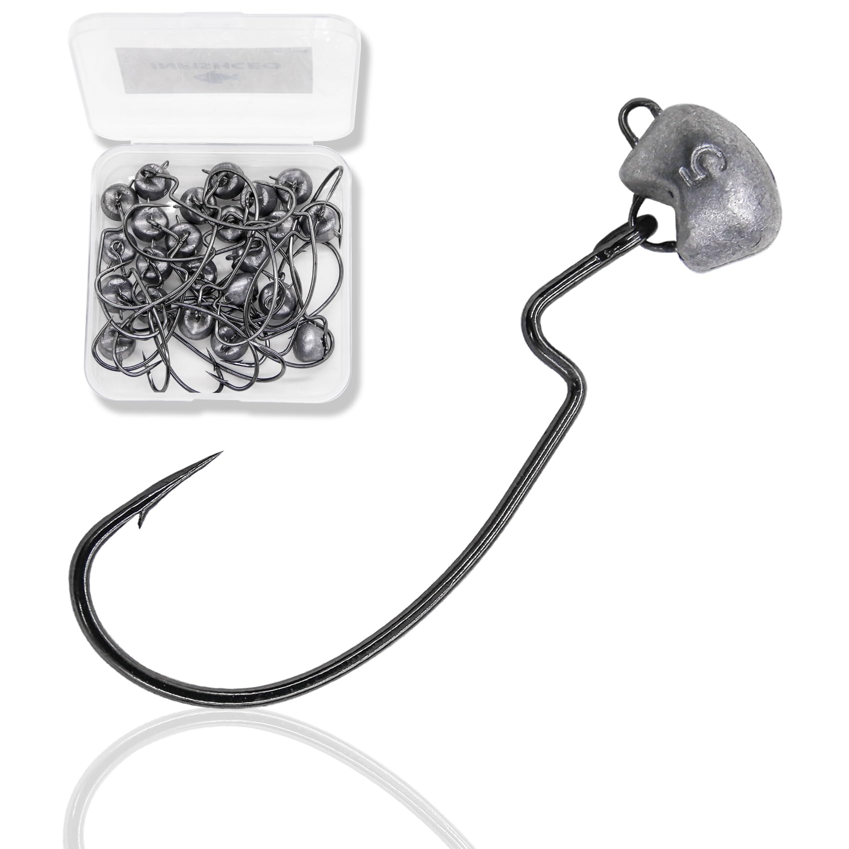 Swing Weedless Ned Rig Jig Heads Hook Set 24 Pack Swimbait Fishing