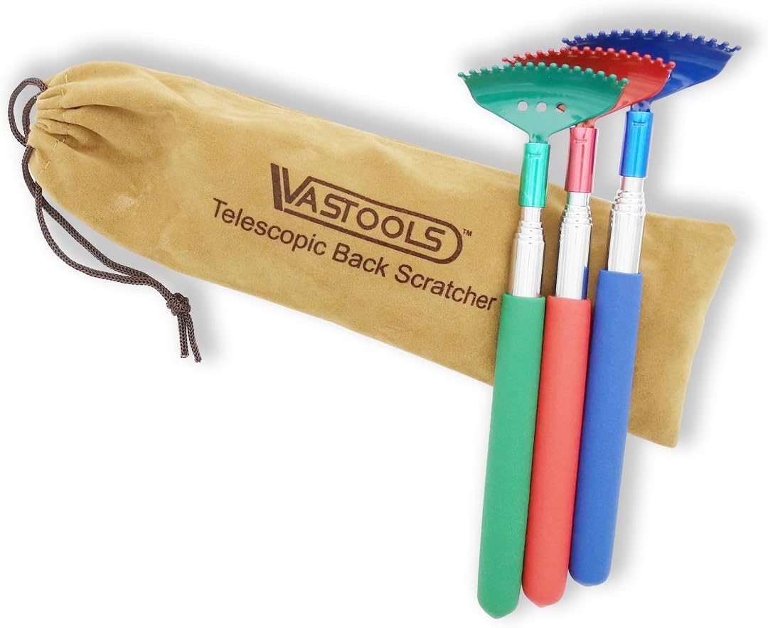 Large Telescopic Back Scratchers 3-Pack/Metal Extendable Back Scratcher 24",Portable,Storage Bag