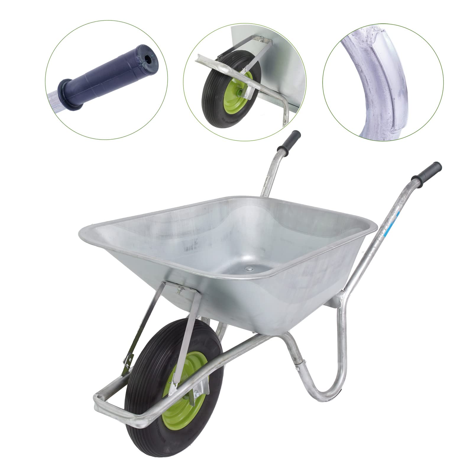 TRUTZHOLM Profi Schubkarre 100L 250 kg Traglast Vollgummirad 4.00-8 mit Stahlfelge Kugellager Schiebetruhe für Garten und Baustelle robust langlebig extra stabiles Chassis