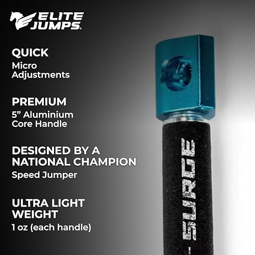 Miniatura 4 de Elite Jumps Surge 3.0 - Cuerda de velocidad profesional para dobles bajos, mango patentado de doble rodamiento ultra ligero para control de giro