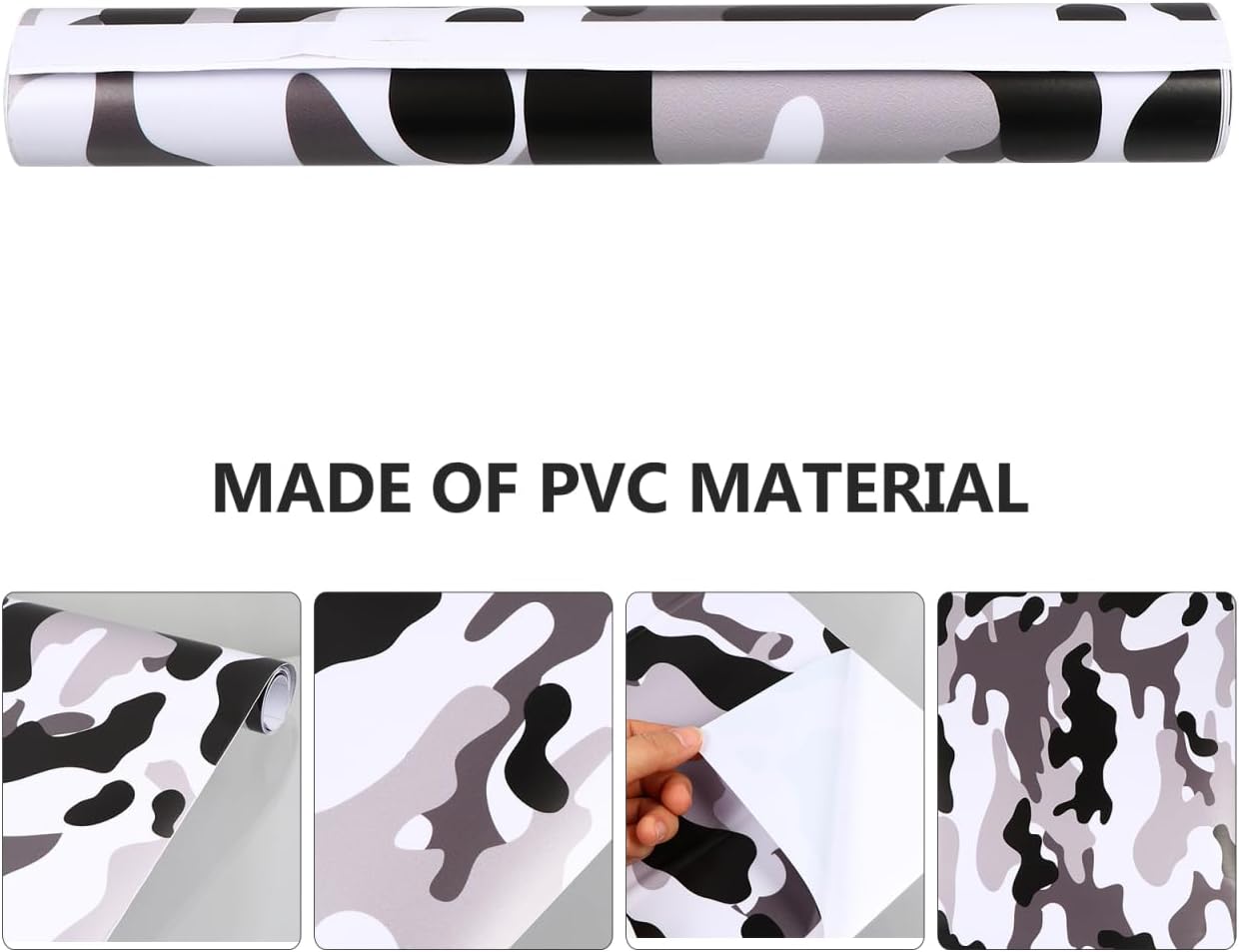 SUPVOX Black Grey Camouflage Vinyl Wrap 59.84X11.81 Inch Car Body Sticker Air Release Film for Exterior Vehicle and DIY Digital Camo Vinyl Wrap