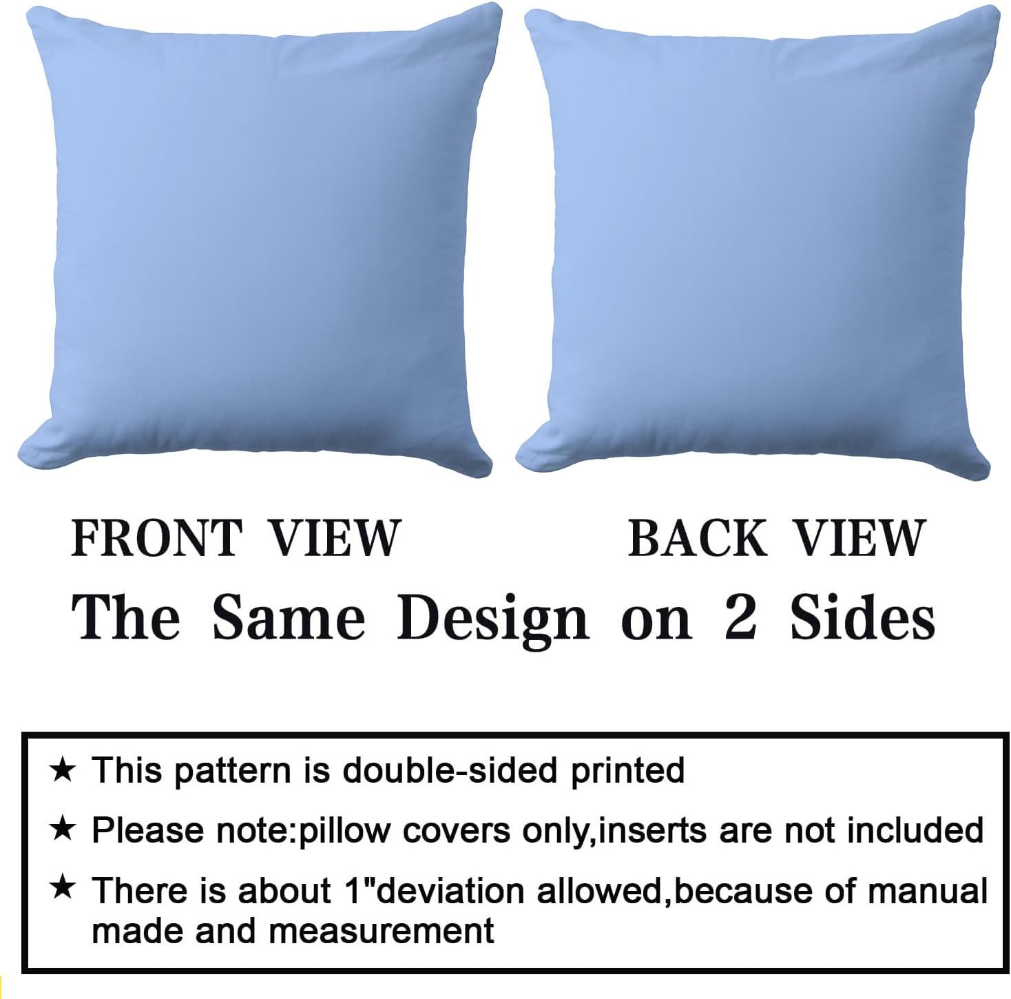 Pale Blue Outdoor Pillow Covers 20 x 20inches Decorative Pillow Case for Sofa Couch Bed (Pillow Insert Not Include)
