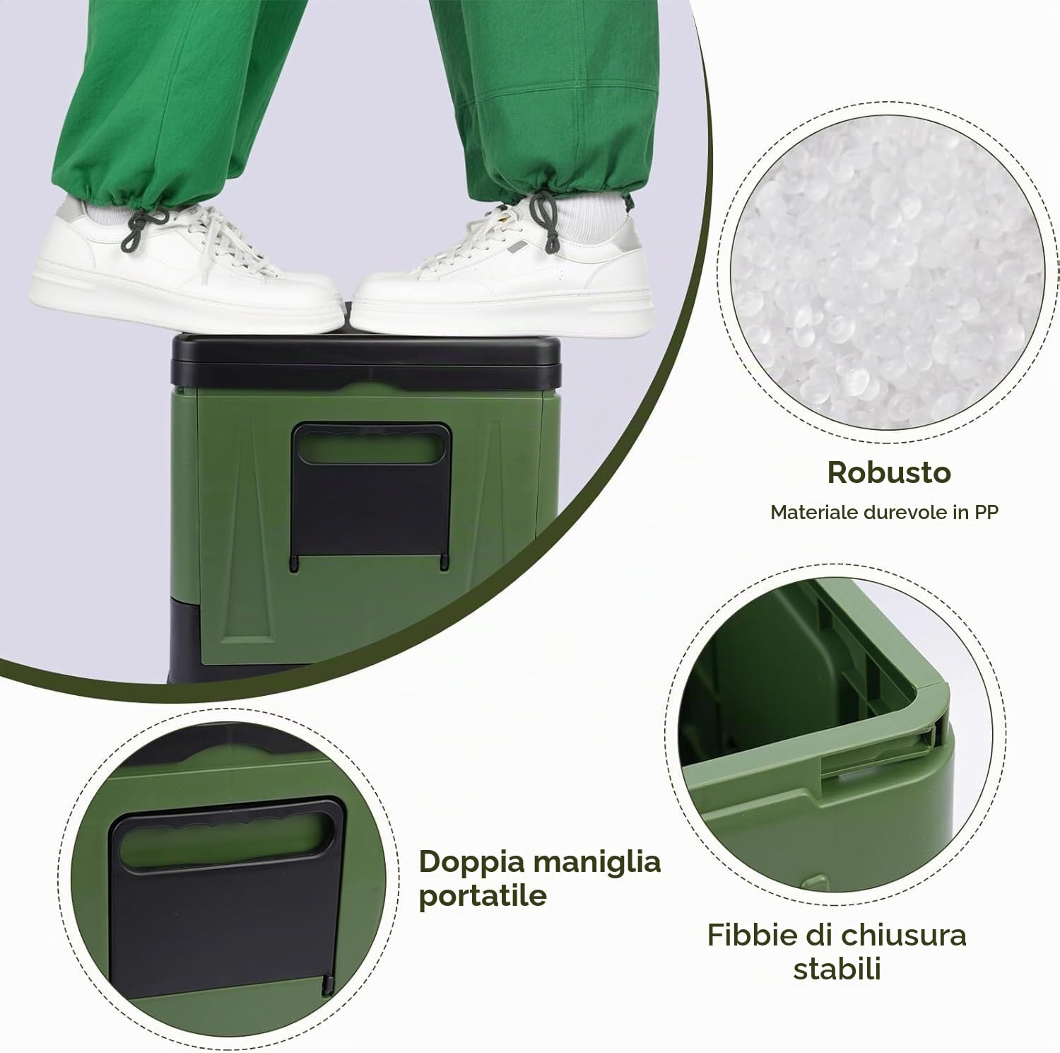 Toilette da Campeggio Pieghevole,WC Portatile Max 150 kg,Gabinetto Mobile Adulti Pieghevole,Cesso Portatiles per Camper,Viaggi,Emergenza,Bagno Esterno Compatto