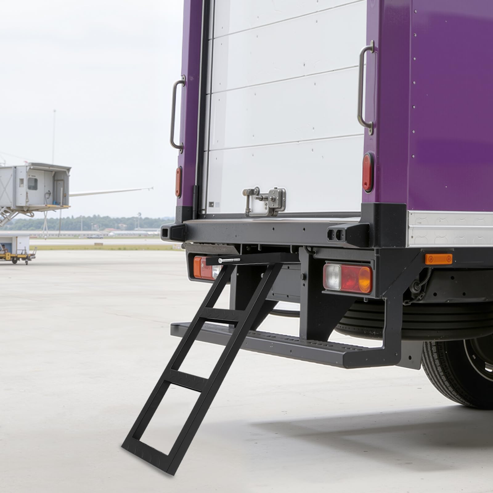 LKW Leiter Ausziehbar Aufstiegsleiter 3 stufig Einstiegsleiter, Trittleiter rostfreie Universal-Heckklappenleiter Heckklappe für Lastwagen, Sattelauflieger, Anhänger, bis 200kg