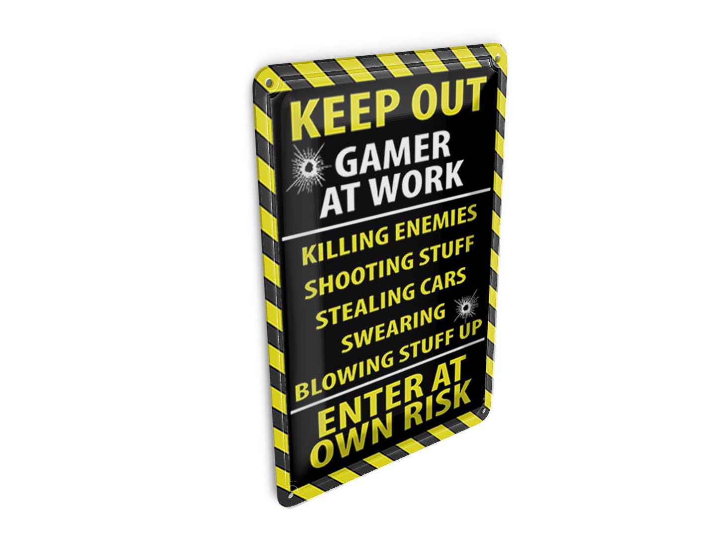 Femer Girls Multicoloured Tin Postcard Saying 10 X 14 Cm Keep Out Gamer At Work Own Risk Decorative Sign