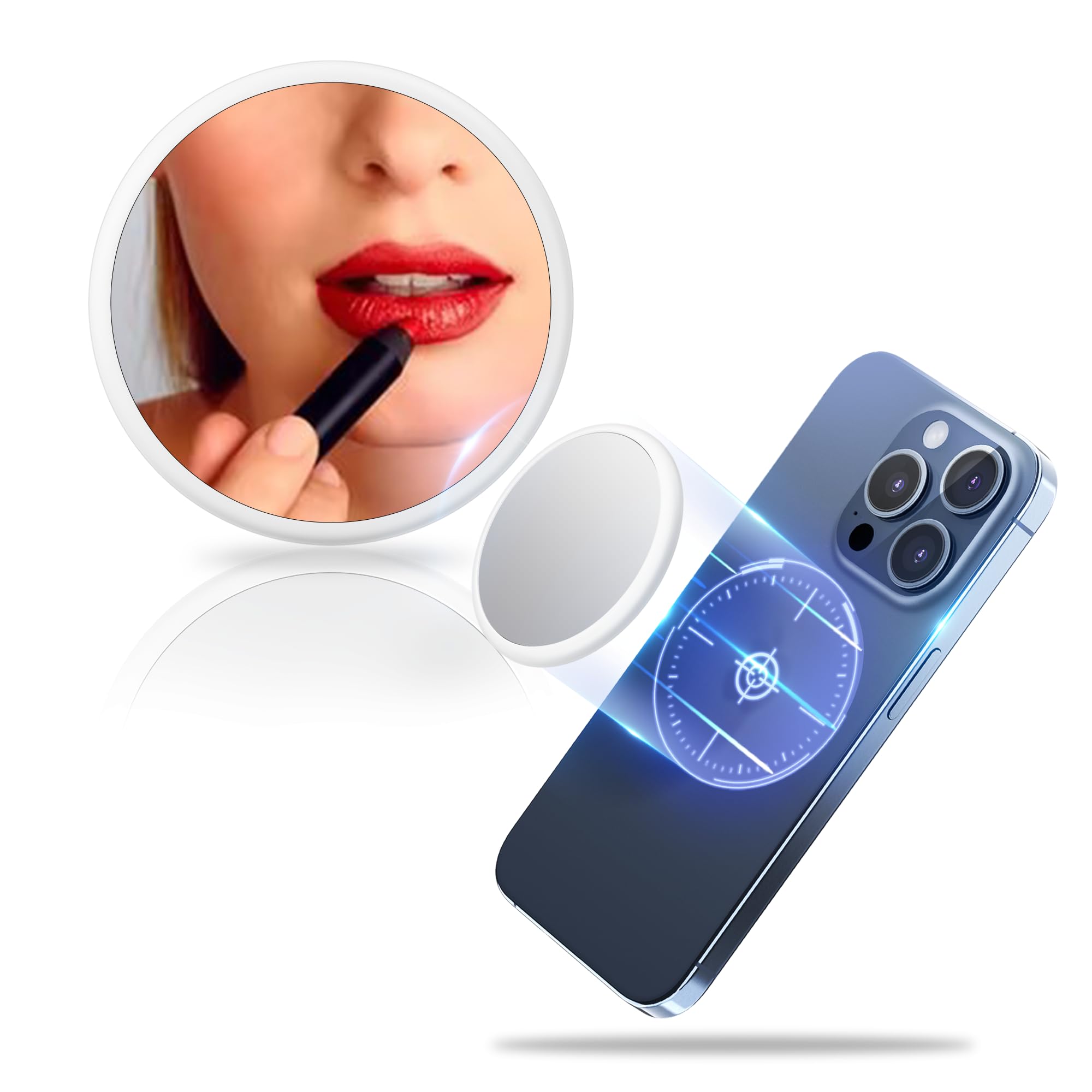 Kiorafoto Magnetyczne lusterko do selfie do telefonu iPhone 16 15 14 13 12 Pro Max Plus lub etui na telefon Magsafe - smukłe lusterko do makijażu do selfie vlogowania strumieniowego białe