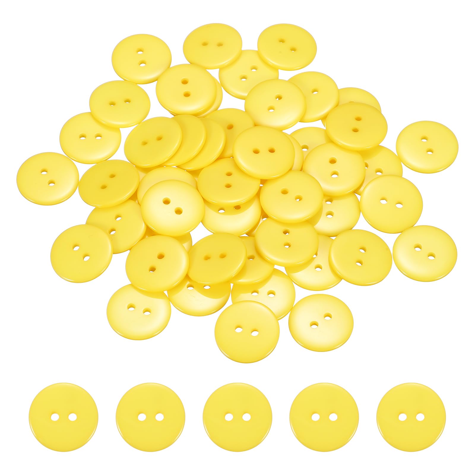 sourcing map 50pcs Resin Sewing Button, 20mm (3/4-inch) 2 Holes Round Craft Decorative Buttons for Coat Clothes Holiday Decoration, Yellow