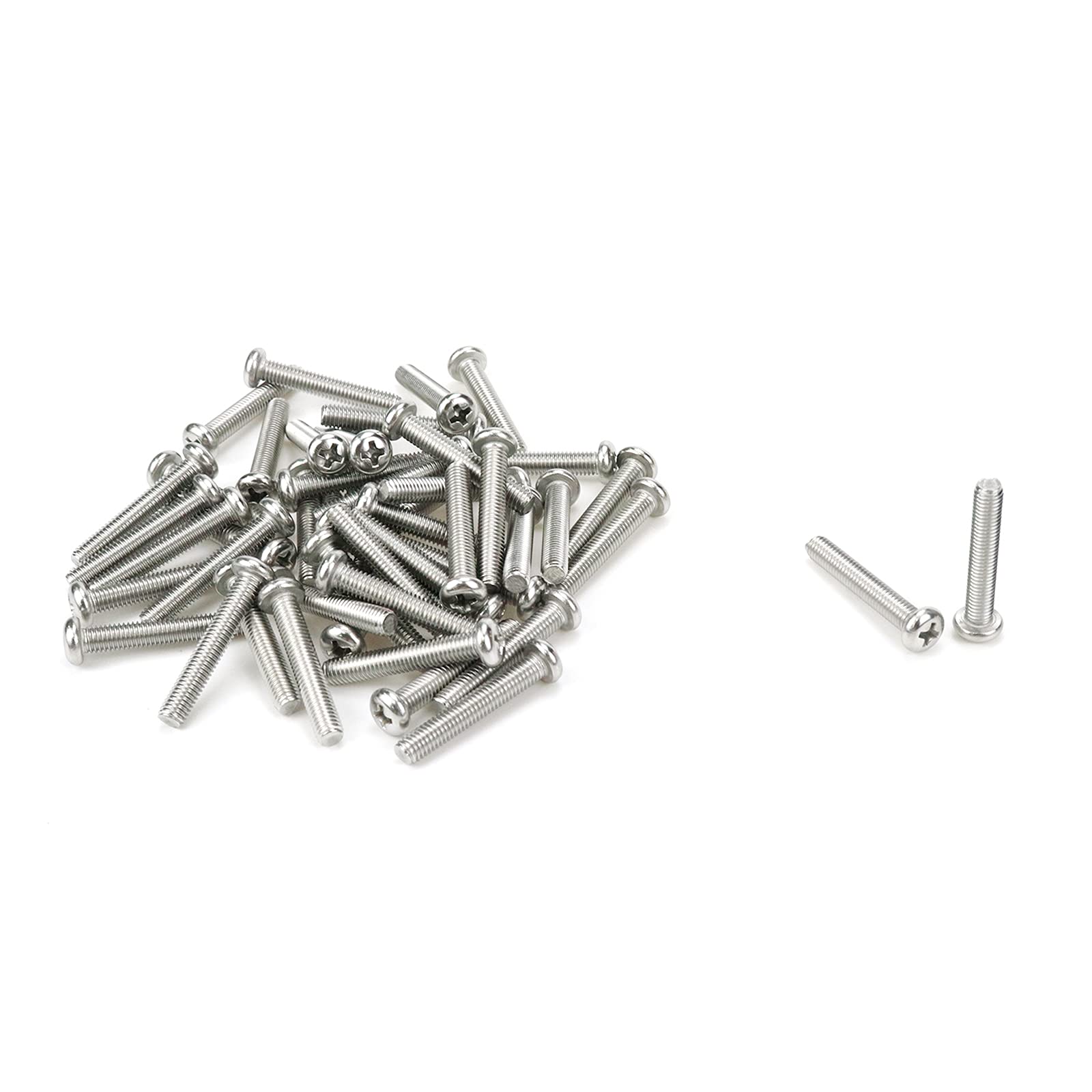 Dahszhi M5 x 30mm Pan Head Phillips Machine Screws 304 Stainless Steel - 50pcs