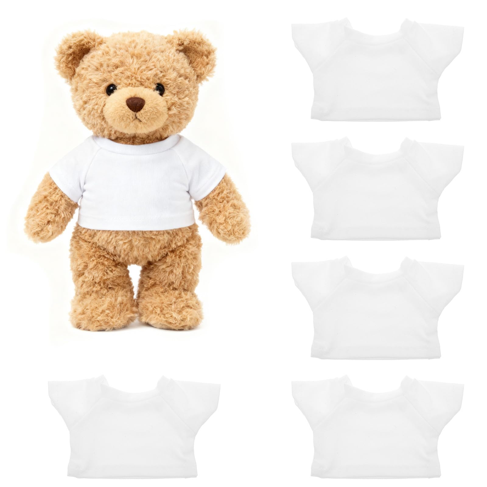 COHEALI 5pcs Bear Clothes for Plushies and Stuffed Animal Clothing | White Diy Tiny Bear Shirts for Dressing Fun | Compatible with 23cm Plush Dolls