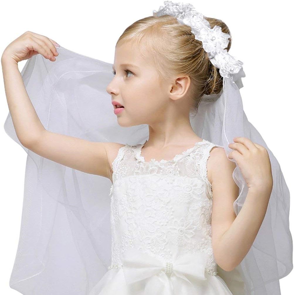 Bienvenu Girls Fashion Floral Headpiece Veil Rhinestone Accented Flower Crown