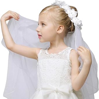 Girls Fashion Floral Headpiece Veil Rhinestone Accented Flower Crown