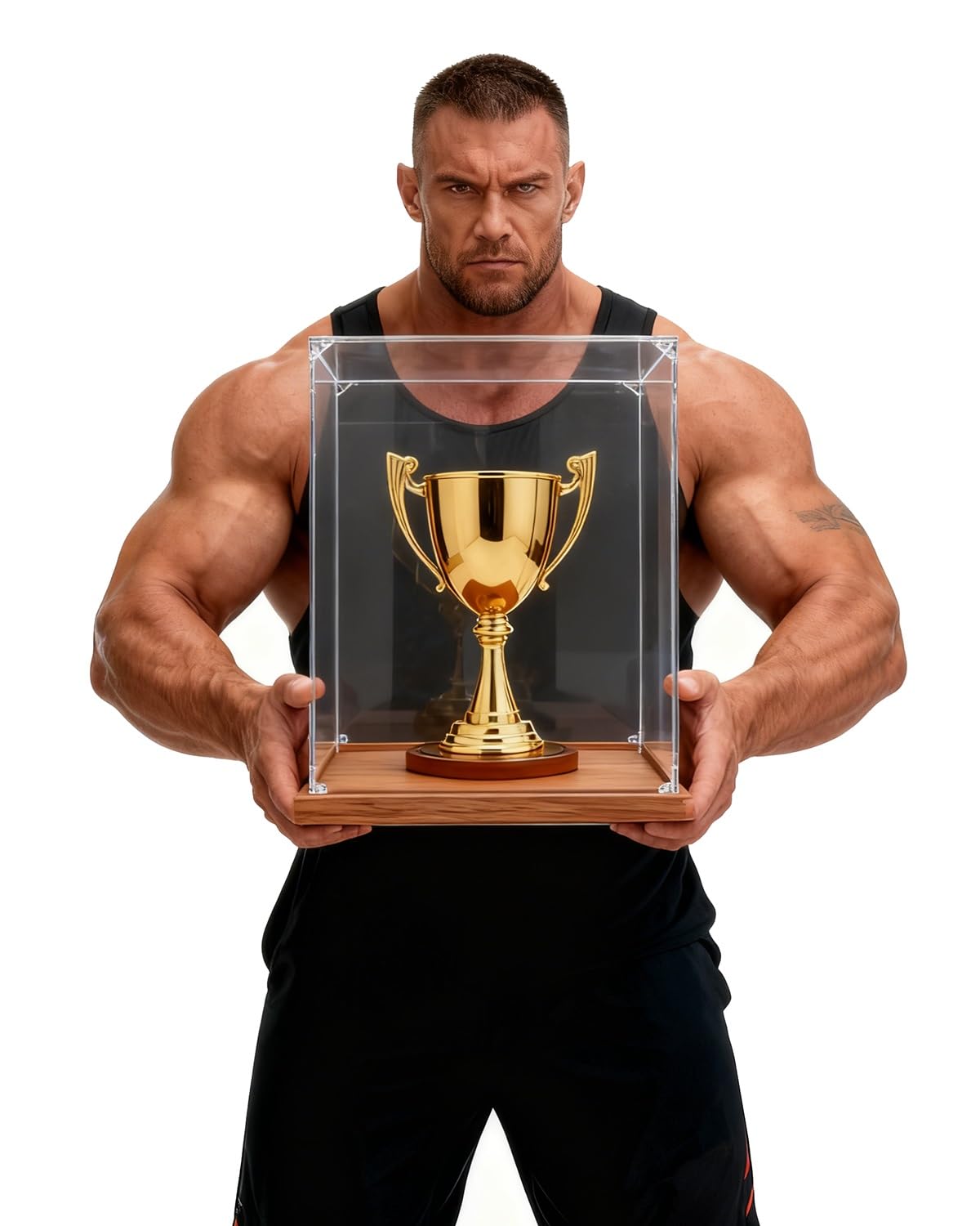 Urna Metacrilato Vitrina Apilable para Medallas y Trofeos - Caja de Almacenamiento Acrílico Visible con Base Madera, Organizadores para Objetos Colección Exhibición(15x20xH35cm/6x8x14")